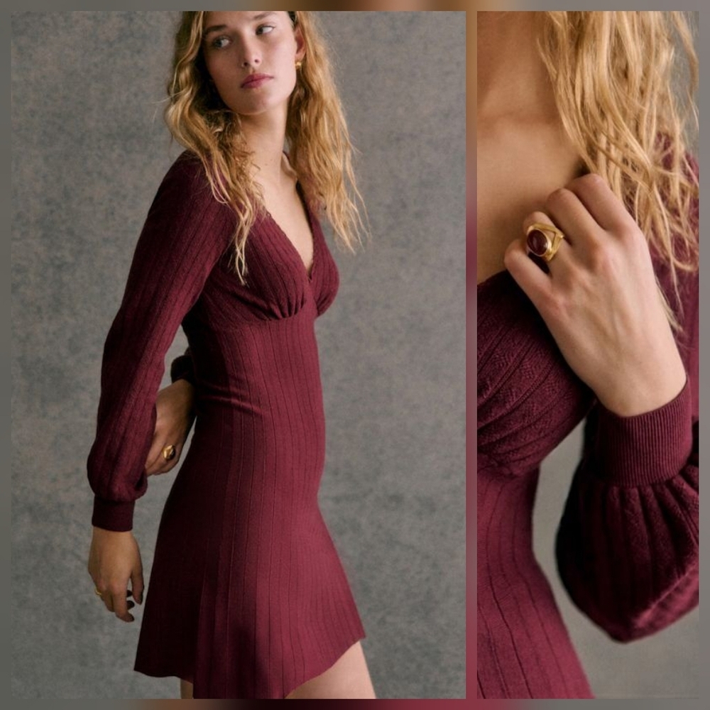 Sezane Delia Dress in Garnet size S NWT